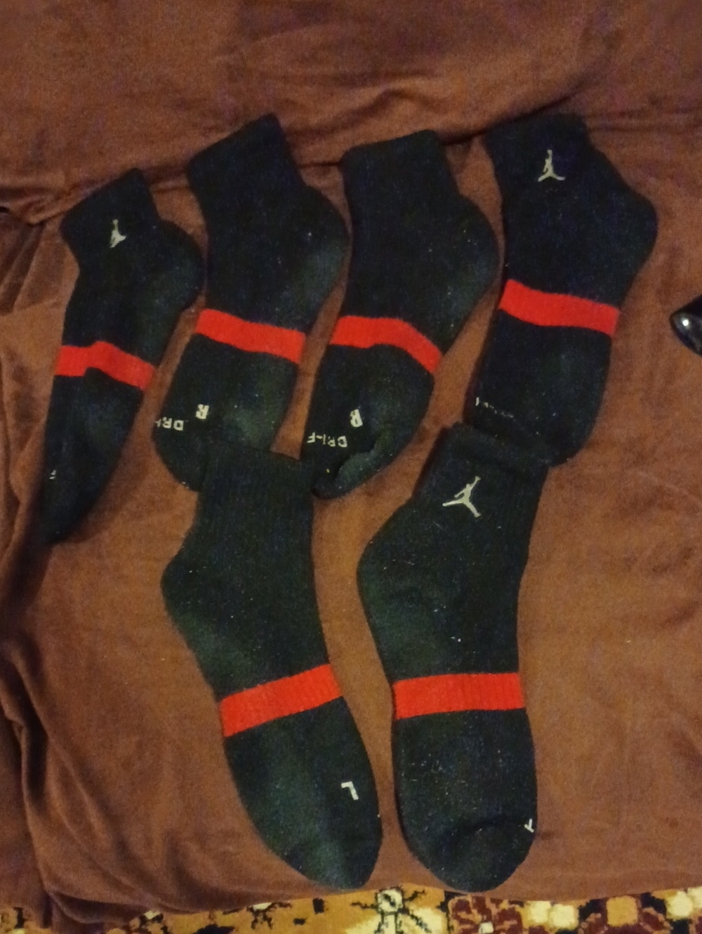 Jordan Black Ankle Socks with Red Band (3-Pack)
